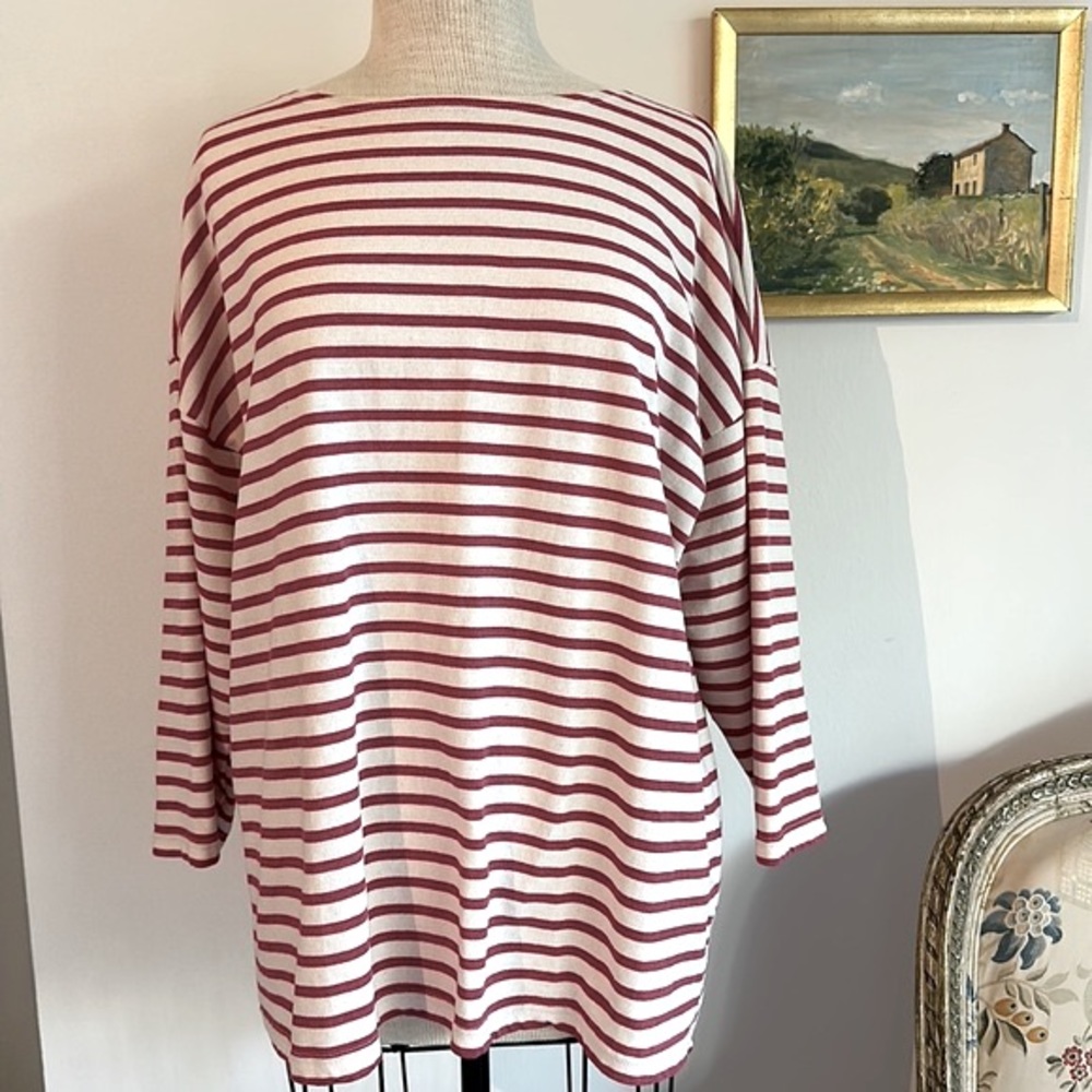 Frenchy red/off-white striped fisherman shirt Highest quality Japanese cotton